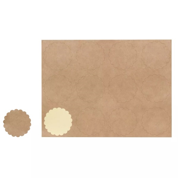 R60592521.jpg RAYHER PLAIN STICKER D.3.5CM 12PCS KRAFT - Image 1