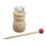 RAYHER WOODEN KNITTING DOLLY+NEEDLE 3.4CM