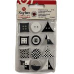 RAYHER BUTTONS MIX 2CM 12PCS BLACK/WHITE