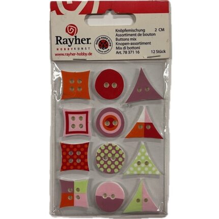 RAYHER BUTTONS MIX 2CM 12PCS PALE PINK