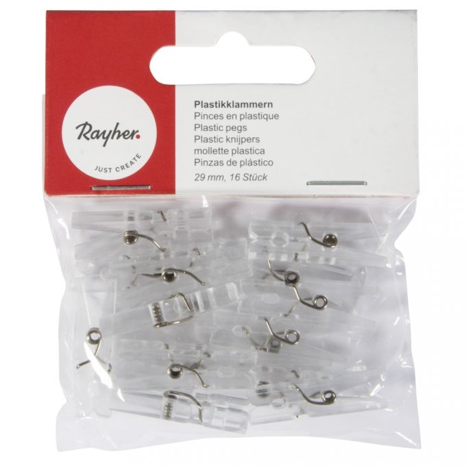 R8934937.jpg RAYHER PLASTIC PEGS 2.9CM 16PCS CRYSTAL - Image 1