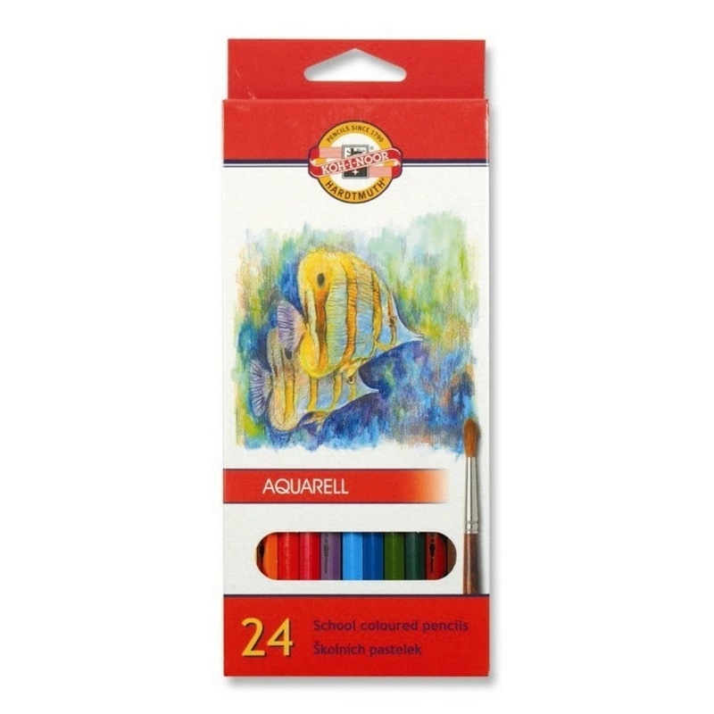 EF3718KS.jpg KOHINOOR WATERCOLOUR PENCILS 24 COLOURS SET - Image 1