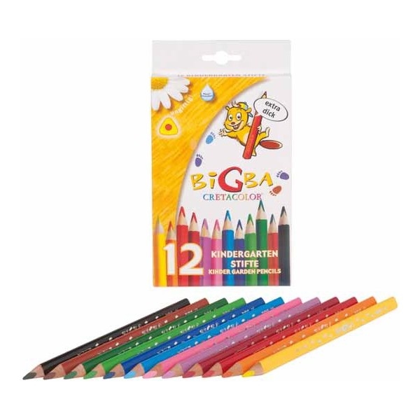 CR31012.jpg CRETACOLOR BIGBA 12PCS WATERSOLUBLE COLORED PENCILS - Image 1
