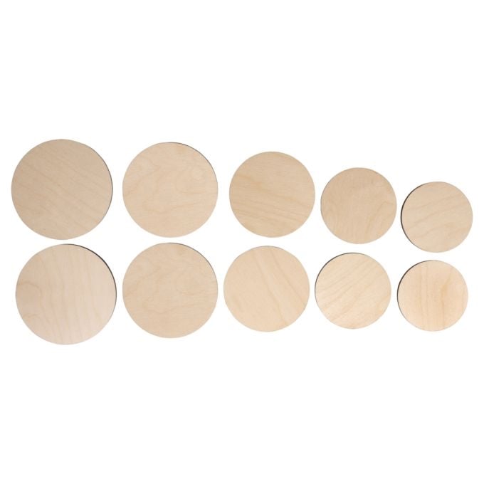 R64668505.jpg RAYHER WOOD ROUND PANEL SET D.7.5-10.5CM 10PCS - Image 1