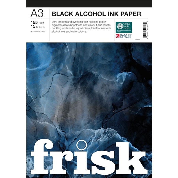 ARCO23156003.jpg FRISK BLACK ALCOHOL INK PAPER PAD A3 155G 15SH - Image 1