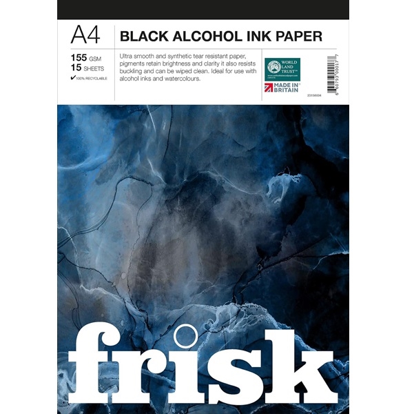ARCO23156004.jpg FRISK BLACK ALCOHOL INK PAPER PAD A4 155G 15SH - Image 1
