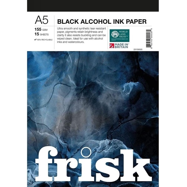 ARCO23156005.jpg FRISK BLACK ALCOHOL INK PAPER PAD A5 155G 15SH - Image 1