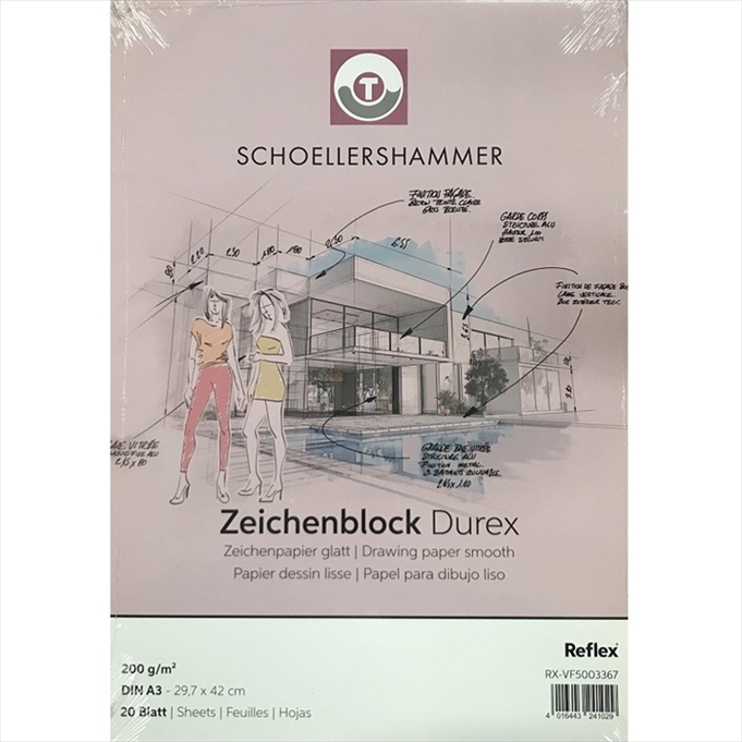 SCHRX-VF5003367.jpg SCHOELLERSHAMMER DUREX DRAWING PAPER SMOOTH PAD 200G A3 20SH - Image 1