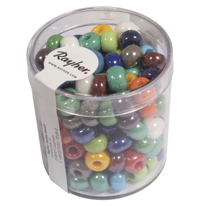 R1418749.jpg RAYHER GLASS BEADS WITH BIG HOLE OPAQUE D.8.7MM 55G - Image 1