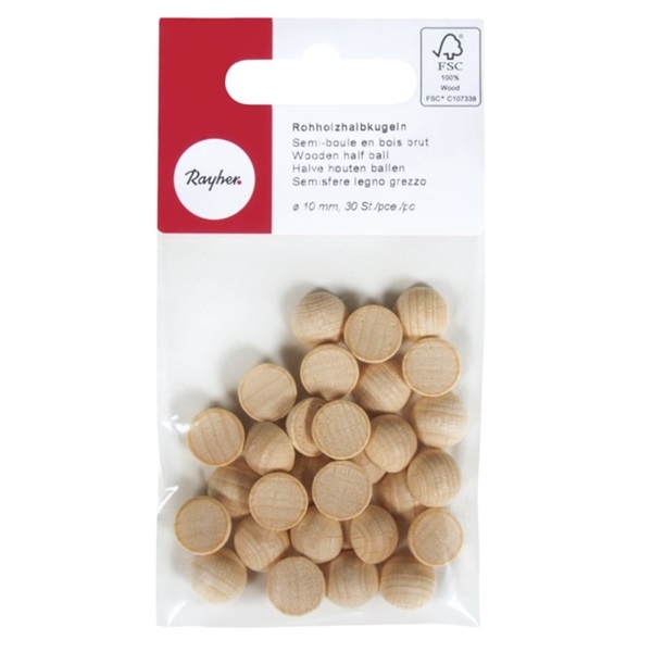 R6246300.jpg RAYHER WOODEN HALF BALL 10MM 30PCS - Image 1