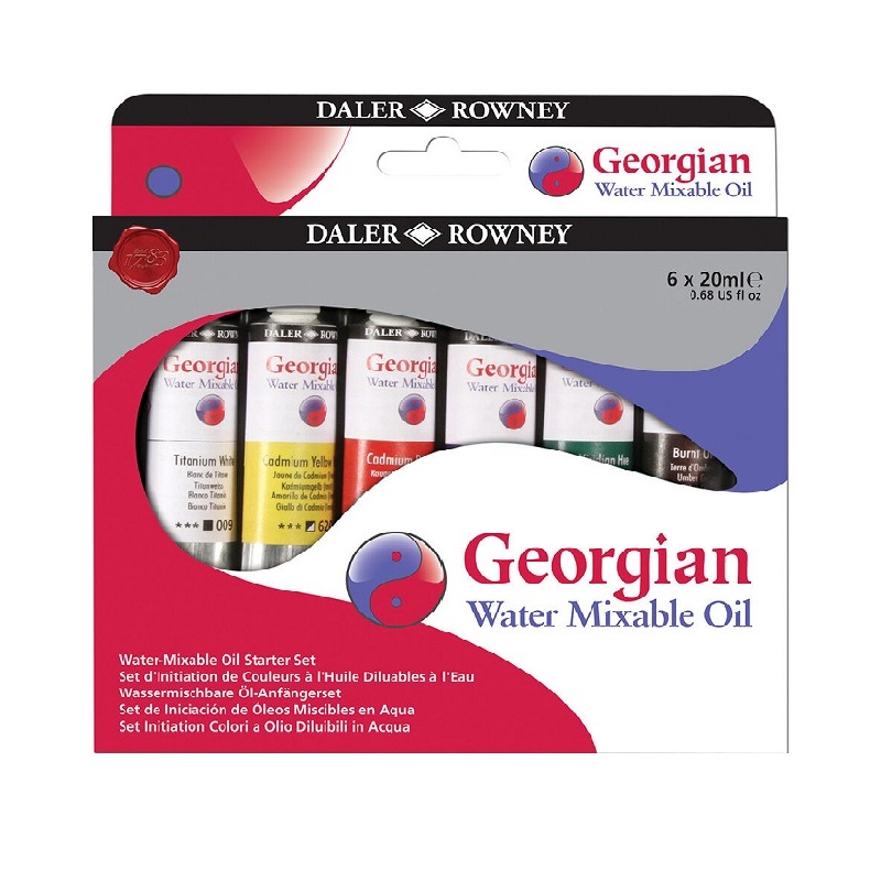 119900150.jpg DALER ROWNEY GEORGIAN WATER MIXABLE OIL COLOUR 6X20ML STARTER SET - Image 1