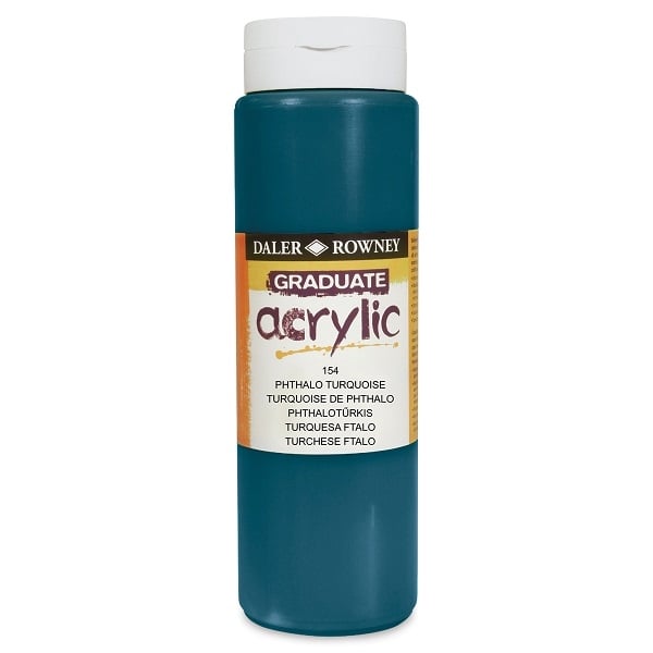 123500154.jpg DALER ROWNEY GRADUATE ACRYLIC PAINT 500ML PHTHALO TURQUOISE - Image 1