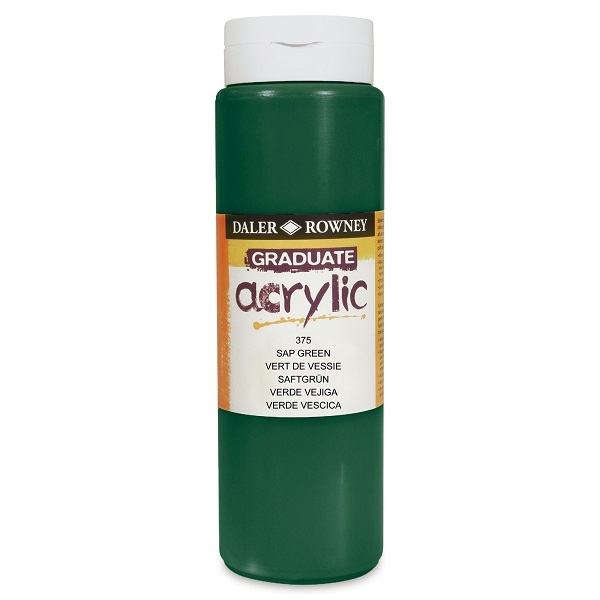 123500375.jpg DALER ROWNEY GRADUATE ACRYLIC PAINT 500ML SAP GREEN - Image 1