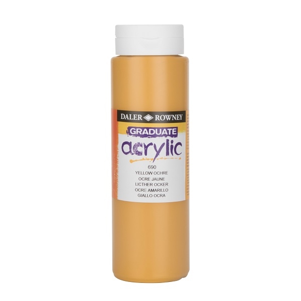 123500690.jpg DALER ROWNEY GRADUATE ACRYLIC PAINT 500ML YELLOW OCHRE - Image 1