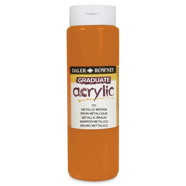 123500721.jpg DALER ROWNEY GRADUATE ACRYLIC PAINT 500ML METALLIC BROWN - Image 1