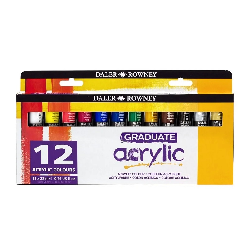 123900012.jpg DALER ROWNEY GRADUATE ACRYLIC PAINT 12X22ML SET - Image 1