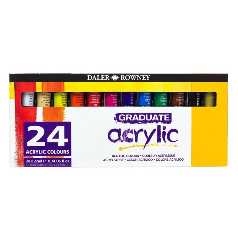123900024.jpg DALER ROWNEY GRADUATE ACRYLIC PAINT 24X22ML SET - Image 1