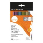 DALER ROWNEY SIMPLY ACRYLIC MARKER METALLIC COLOURS SET 6PCS