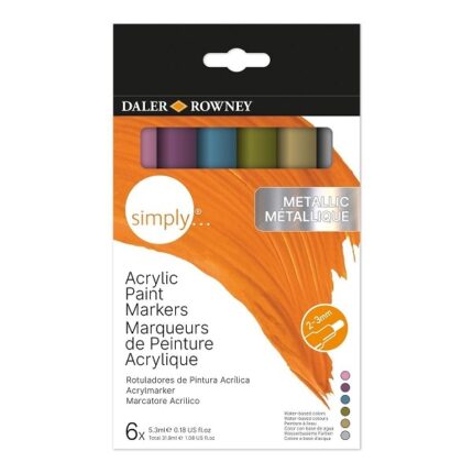 DALER ROWNEY SIMPLY ACRYLIC MARKER METALLIC COLOURS SET 6PCS