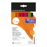 DALER ROWNEY SIMPLY ACRYLIC MARKER NEON FLUO COLOURS SET 6PCS