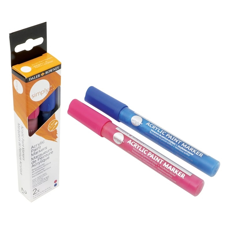 126300917.jpg DALER ROWNEY SIMPLY ACRYLIC MARKER PINK+BLUE SET 2PCS - Image 1