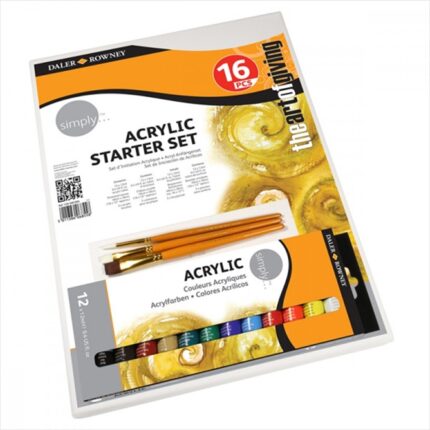 DALER ROWNEY SIMPLY ACRYLIC PAINT STARTER SET 16PCS