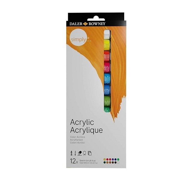 126500012.jpg DALER ROWNEY SIMPLY ACRYLIC PAINT SET 12X12ML - Image 1