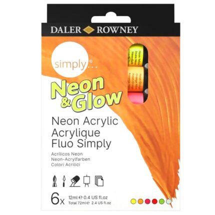 DALER ROWNEY SIMPLY ACRYLIC PAINT SET 6X12ML NEON+GLOW