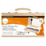 DALER ROWNEY SIMPLY ACRYLIC PAINT WOODEN BOX SET 26PCS