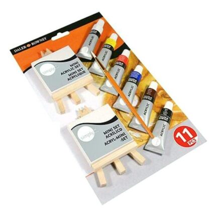 DALER ROWNEY SIMPLY ACRYLIC PAINT MINI CANVAS+EASEL SET 11PCS