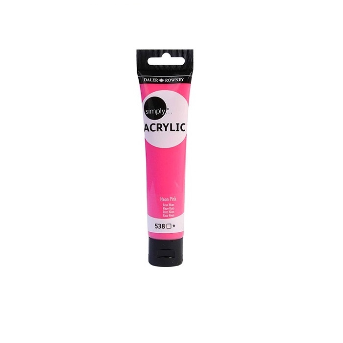 126975538.jpg DALER ROWNEY SIMPLY ACRYLIC PAINT 75ML NEON PINK - Image 1