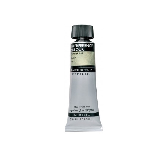128075709.jpg 75ML DALER ROWNEY INTERFERENCE SHIMMERING ACRYLIC MEDIUM GOLD - Image 1