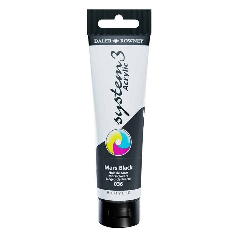 129150036.jpg DALER ROWNEY SYSTEM3 ACRYLIC PAINT 150ML MARS BLACK - Image 1