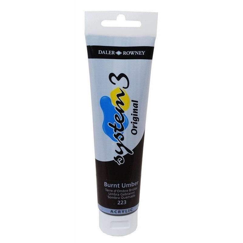129150223.jpg DALER ROWNEY SYSTEM3 ACRYLIC PAINT 150ML BURNT UMBER - Image 1