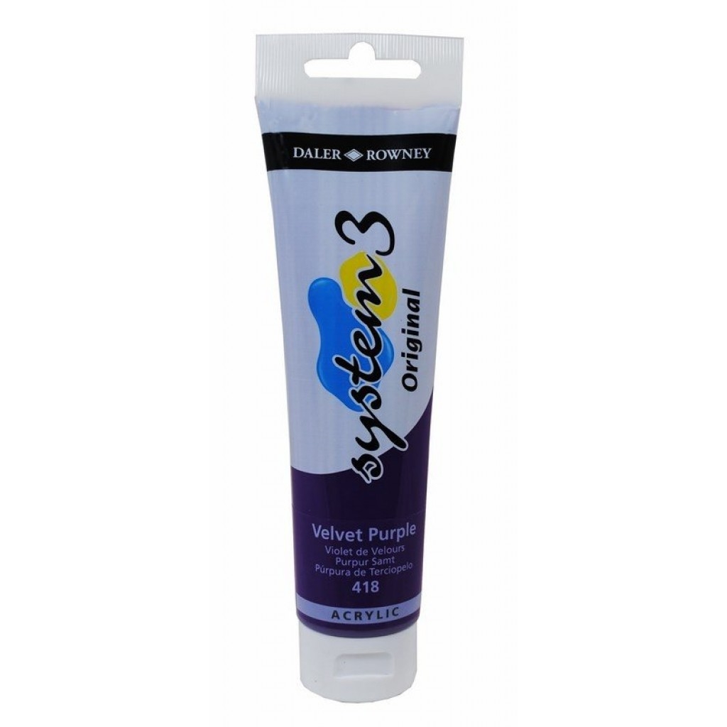 129150418.jpg DALER ROWNEY SYSTEM3 ACRYLIC PAINT 150ML VELVET PURPLE - Image 1
