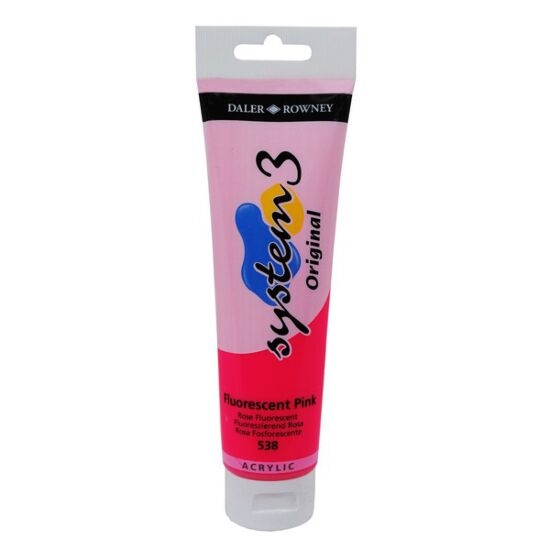 129150538.jpg DALER ROWNEY SYSTEM3 ACRYLIC PAINT 150ML FLUORESCENT PINK - Image 1