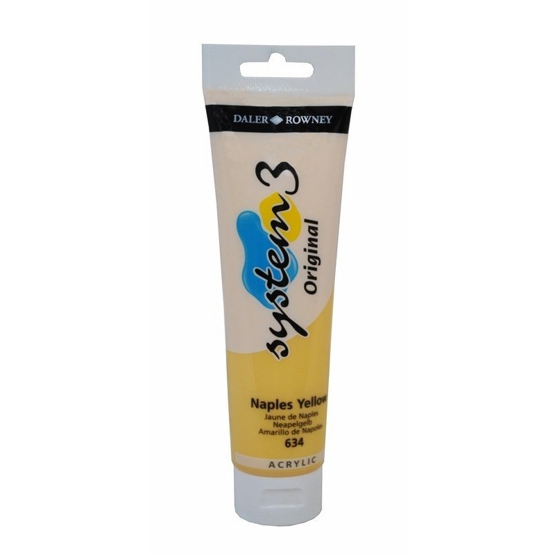 129150634.jpg DALER ROWNEY SYSTEM3 ACRYLIC PAINT 150ML NAPLES YELLOW - Image 1