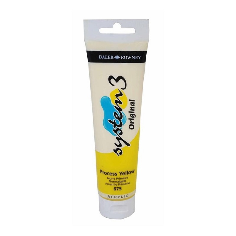 129150675.jpg DALER ROWNEY SYSTEM3 ACRYLIC PAINT 150ML PROCESS YELLOW - Image 1
