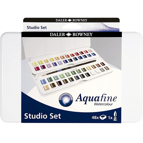 131900201.jpg DALER ROWNEY AQUAFINE WATERCOLOUR PAINT 48HP STUDIO SET - Image 1