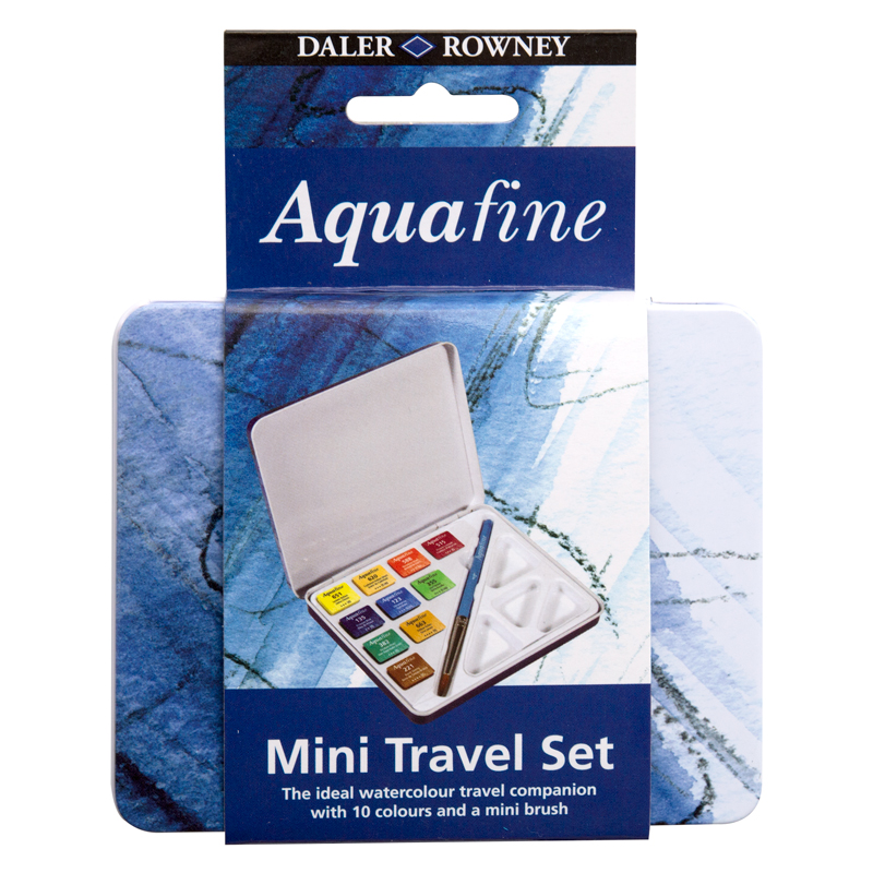 131900910.jpg DALER ROWNEY AQUAFINE WATERCOLOUR PAINT 10HP MINI TRAVEL TIN SET - Image 1