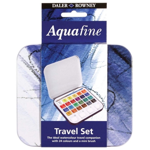 131900924.jpg DALER ROWNEY AQUAFINE WATERCOLOUR PAINT 24HP TRAVEL TIN SET - Image 1