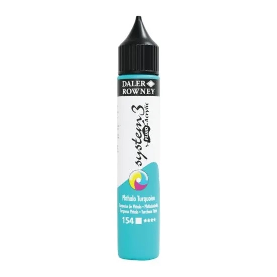 139029154.jpg DALER ROWNEY SYSTEM3 FLUID ACRYLIC PAINT 29.5ML PHTHALO TURQUOISE - Image 1