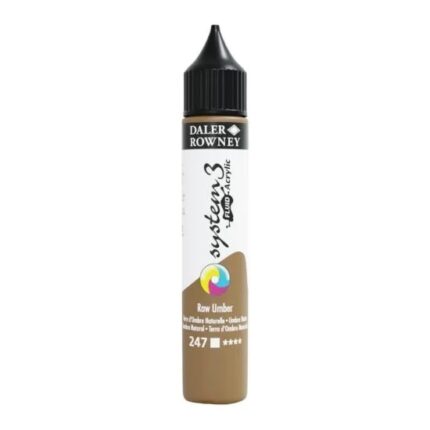DALER ROWNEY SYSTEM3 FLUID ACRYLIC PAINT 29.5ML RAW UMBER
