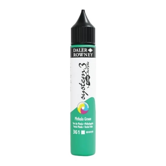 139029361.jpg DALER ROWNEY SYSTEM3 FLUID ACRYLIC PAINT 29.5ML PHTHALO GREEN - Image 1