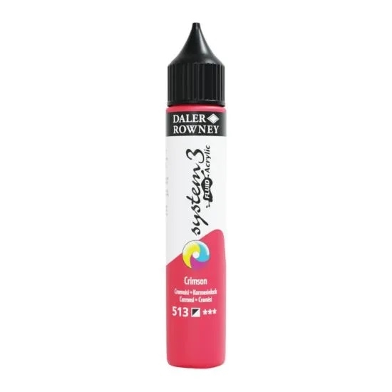 139029513.jpg DALER ROWNEY SYSTEM3 FLUID ACRYLIC PAINT 29.5ML CRIMSON - Image 1