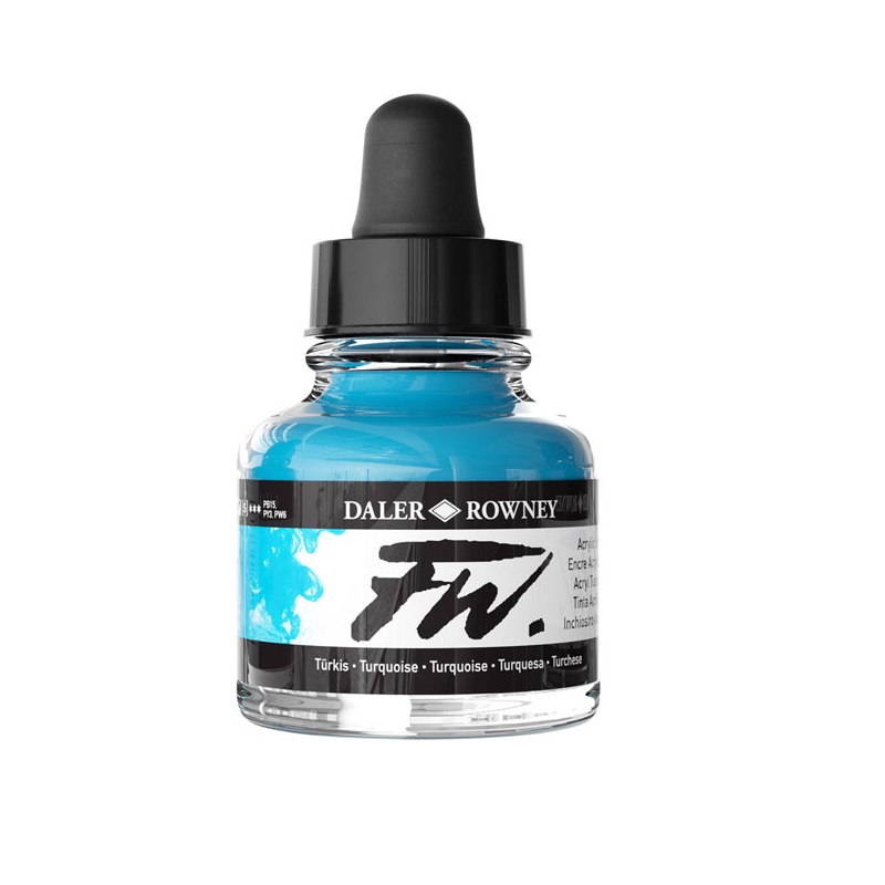 160029145.jpg DALER ROWNEY FW ACRYLIC INK 29.5ML TURQUOISE - Image 1