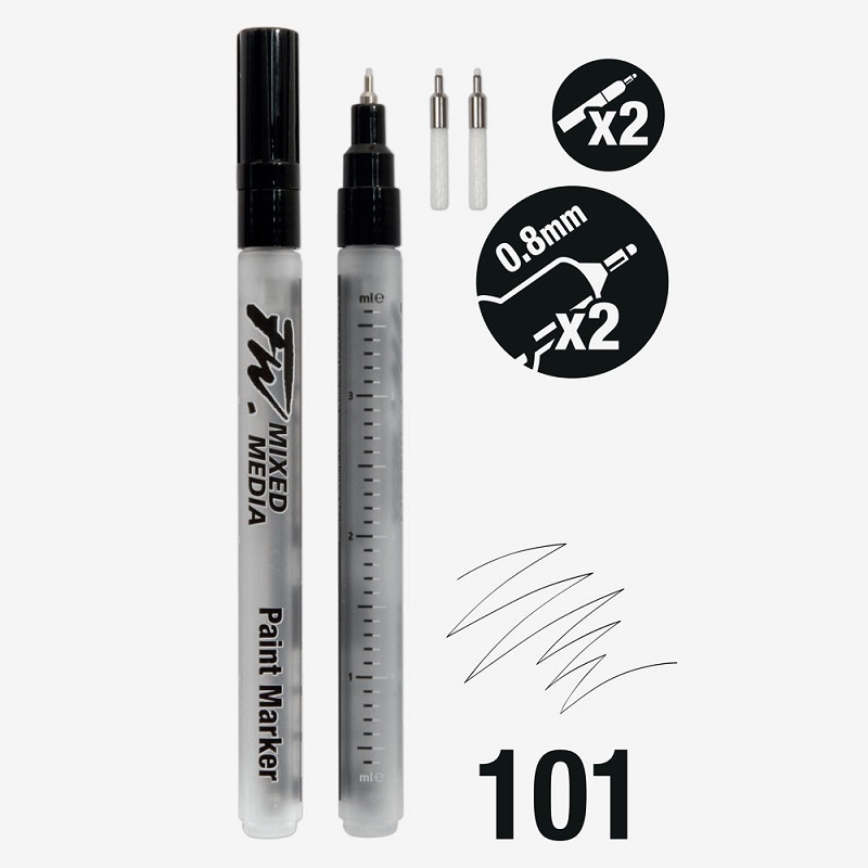 160320101.jpg DALER ROWNEY FW REFILLABLE PAINT MARKER SET 2PCS #101 - Image 1