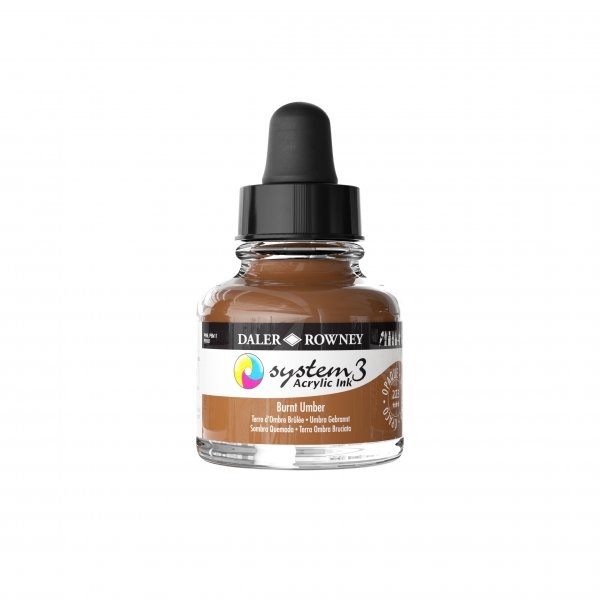 161029223.jpg DALER ROWNEY SYSTEM3 ACRYLIC INK 29.5ML BURNT UMBER - Image 1