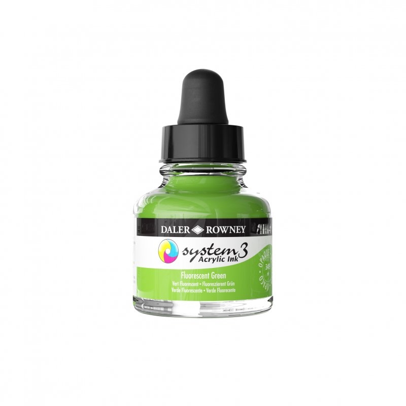 161029349.jpg DALER ROWNEY SYSTEM3 ACRYLIC INK 29.5ML FLUORESCENT GREEN - Image 1