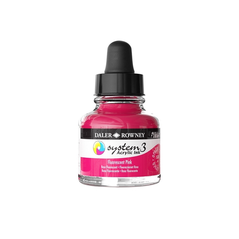 161029538.jpg DALER ROWNEY SYSTEM3 ACRYLIC INK 29.5ML FLUORESCENT PINK - Image 1